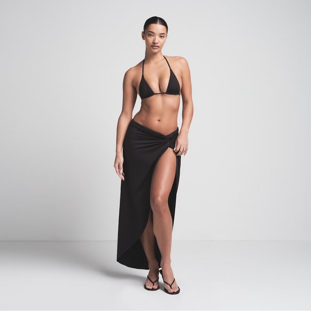 SKIMS Black Swim Sarong Wrap